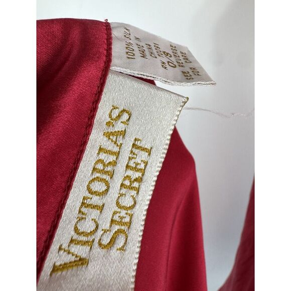 VTG 90s Victoria’s Secret Gold Label Robe Dress Sz PS Red Silk Belted Coquette - Picture 6 of 8